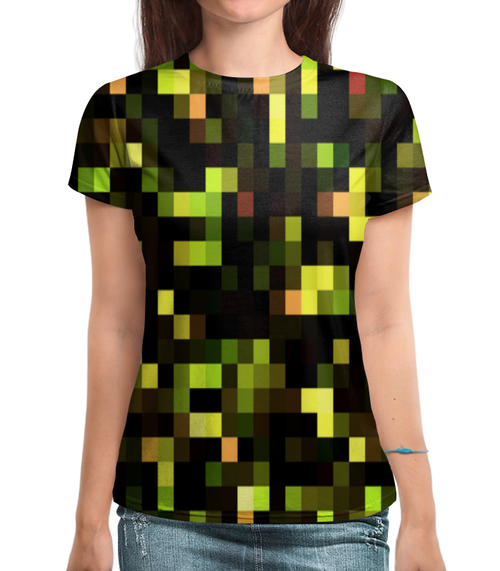Заказать женскую футболку в Москве. Футболка с полной запечаткой (женская) Пиксели от THE_NISE  - готовые дизайны и нанесение принтов.