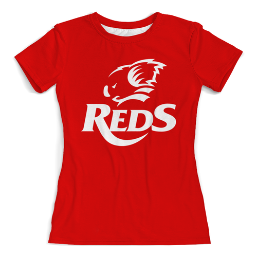 Заказать женскую футболку в Москве. Футболка с полной запечаткой (женская) Редс регби от rugby - готовые дизайны и нанесение принтов.
