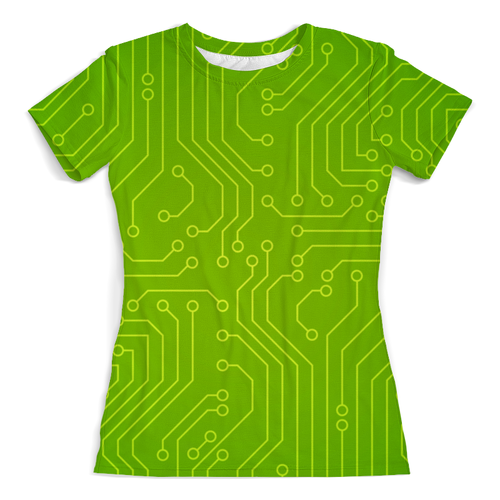 Заказать женскую футболку в Москве. Футболка с полной запечаткой (женская) Зелёная плата от THE_NISE  - готовые дизайны и нанесение принтов.