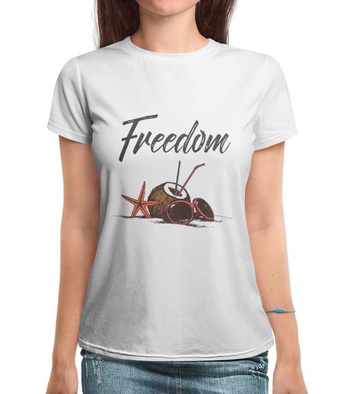 Заказать женскую футболку в Москве. Футболка с полной запечаткой (женская) freedom от THE_NISE  - готовые дизайны и нанесение принтов.