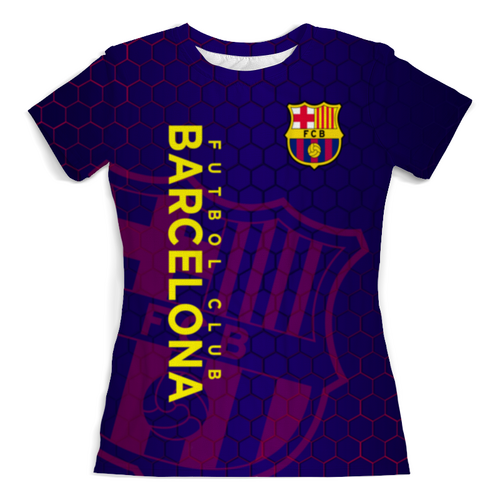 Заказать женскую футболку в Москве. Футболка с полной запечаткой (женская) Барселона от geekbox - готовые дизайны и нанесение принтов.