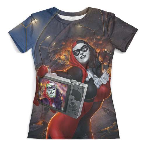 Заказать женскую футболку в Москве. Футболка с полной запечаткой (женская) Harley Quinn  (1) от T-shirt print  - готовые дизайны и нанесение принтов.