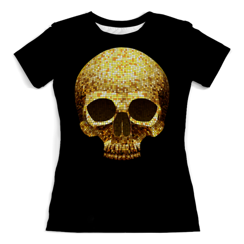 Заказать женскую футболку в Москве. Футболка с полной запечаткой (женская) Gold skull от T-shirt print  - готовые дизайны и нанесение принтов.