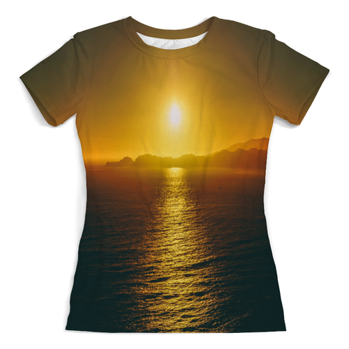 Заказать женскую футболку в Москве. Футболка с полной запечаткой (женская) Закат над морем от THE_NISE  - готовые дизайны и нанесение принтов.