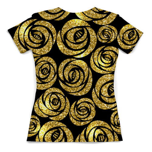 Заказать женскую футболку в Москве. Футболка с полной запечаткой (женская) Золотые розы от Amerikanka - готовые дизайны и нанесение принтов.