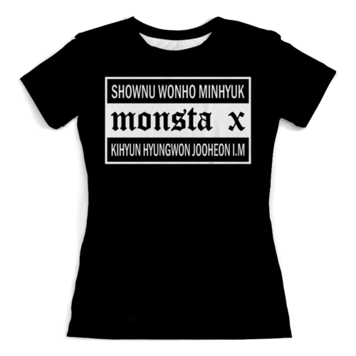 Заказать женскую футболку в Москве. Футболка с полной запечаткой (женская) Monsta X  от geekbox - готовые дизайны и нанесение принтов.