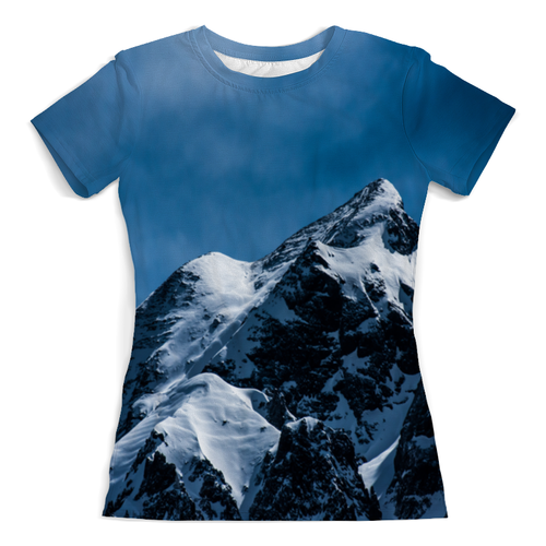 Заказать женскую футболку в Москве. Футболка с полной запечаткой (женская) Снег в горах от THE_NISE  - готовые дизайны и нанесение принтов.