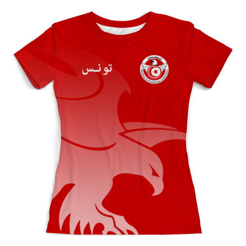 Заказать женскую футболку в Москве. Футболка с полной запечаткой (женская) Сборная Туниса от geekbox - готовые дизайны и нанесение принтов.