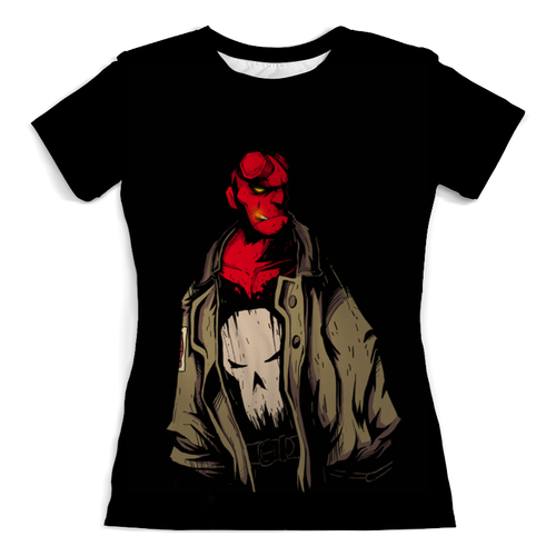Заказать женскую футболку в Москве. Футболка с полной запечаткой (женская) Hellboy от scoopysmith - готовые дизайны и нанесение принтов.
