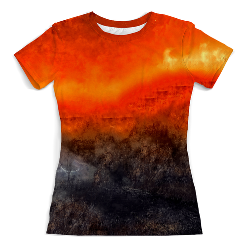 Заказать женскую футболку в Москве. Футболка с полной запечаткой (женская) Оранжевый закат от THE_NISE  - готовые дизайны и нанесение принтов.