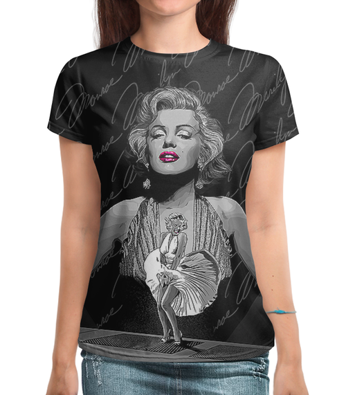 Заказать женскую футболку в Москве. Футболка с полной запечаткой (женская) Marilyn Monroe_ от balden - готовые дизайны и нанесение принтов.