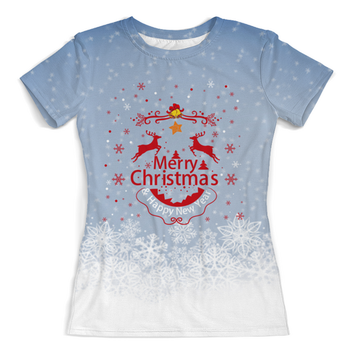 Заказать женскую футболку в Москве. Футболка с полной запечаткой (женская) Christmas от ZVER  - готовые дизайны и нанесение принтов.