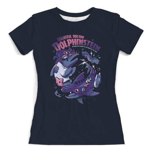 Заказать женскую футболку в Москве. Футболка с полной запечаткой (женская) Акула и дельфинчик от T-shirt print  - готовые дизайны и нанесение принтов.