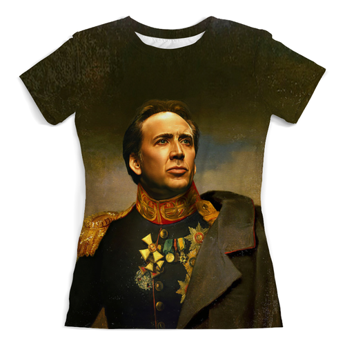 Заказать женскую футболку в Москве. Футболка с полной запечаткой (женская) Nicolas Cage  от ПРИНТЫ ПЕЧАТЬ  - готовые дизайны и нанесение принтов.