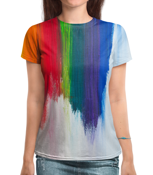 Заказать женскую футболку в Москве. Футболка с полной запечаткой (женская) Rainbow от FireFoxa - готовые дизайны и нанесение принтов.