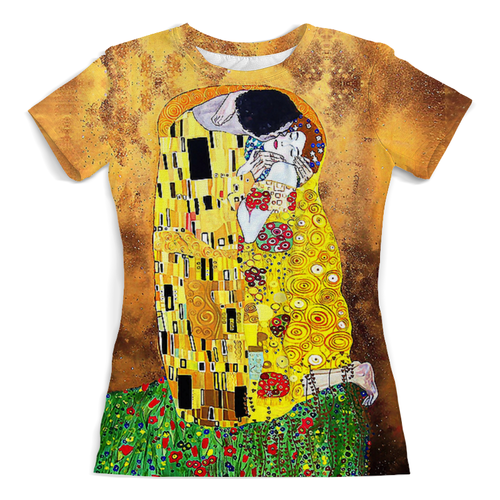 Заказать женскую футболку в Москве. Футболка с полной запечаткой (женская) Поцелуй(Gustav Klimt) от balden - готовые дизайны и нанесение принтов.