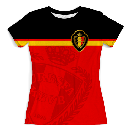 Заказать женскую футболку в Москве. Футболка с полной запечаткой (женская) Сборная Бельгии от geekbox - готовые дизайны и нанесение принтов.