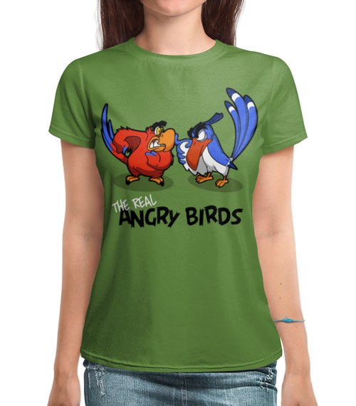 Заказать женскую футболку в Москве. Футболка с полной запечаткой (женская) The real Angry Birds (1) от T-shirt print  - готовые дизайны и нанесение принтов.