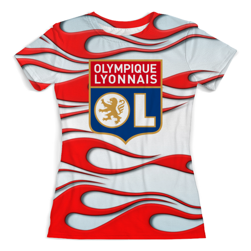 Заказать женскую футболку в Москве. Футболка с полной запечаткой (женская) Olympique Lyonnais от THE_NISE  - готовые дизайны и нанесение принтов.