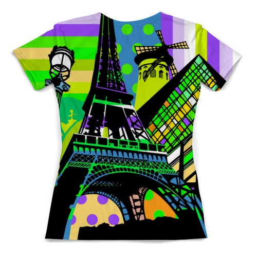 Заказать женскую футболку в Москве. Футболка с полной запечаткой (женская) Paris Pop Art от balden - готовые дизайны и нанесение принтов.