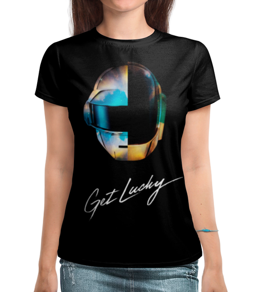 Заказать женскую футболку в Москве. Футболка с полной запечаткой (женская) Daft Punk от geekbox - готовые дизайны и нанесение принтов.