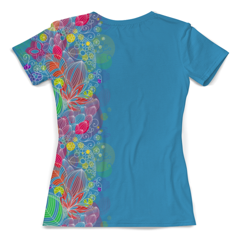 Заказать женскую футболку в Москве. Футболка с полной запечаткой (женская) Sweet Spring (blue) от Maria Mishina - готовые дизайны и нанесение принтов.