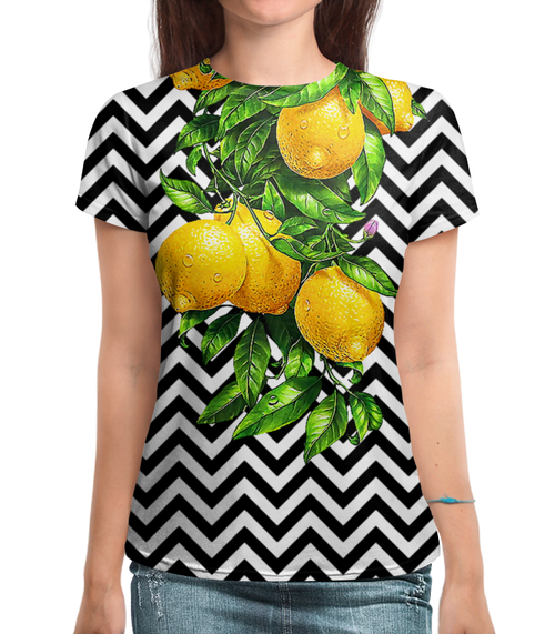 Заказать женскую футболку в Москве. Футболка с полной запечаткой (женская) Fruits Design от balden - готовые дизайны и нанесение принтов.