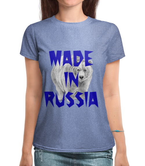 Заказать женскую футболку в Москве. Футболка с полной запечаткой (женская) Сделано в России от THE_NISE  - готовые дизайны и нанесение принтов.