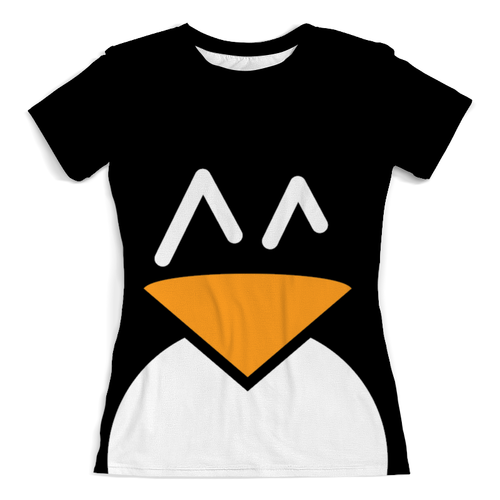 Заказать женскую футболку в Москве. Футболка с полной запечаткой (женская) Пингвин от solntse - готовые дизайны и нанесение принтов.