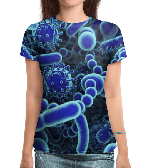 Заказать женскую футболку в Москве. Футболка с полной запечаткой (женская) Микробы   от THE_NISE  - готовые дизайны и нанесение принтов.