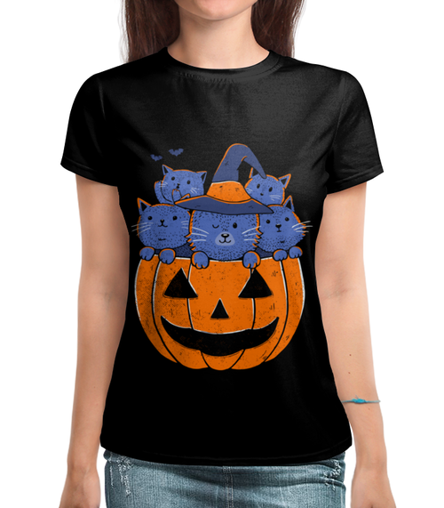 Заказать женскую футболку в Москве. Футболка с полной запечаткой (женская) Halloween         от T-shirt print  - готовые дизайны и нанесение принтов.