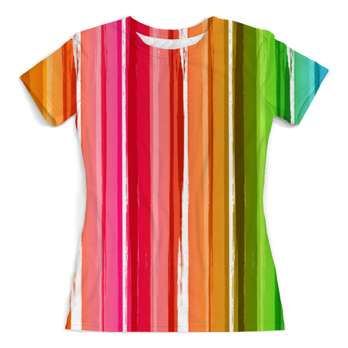 Заказать женскую футболку в Москве. Футболка с полной запечаткой (женская) Цветная радуга от BeliySlon - готовые дизайны и нанесение принтов.