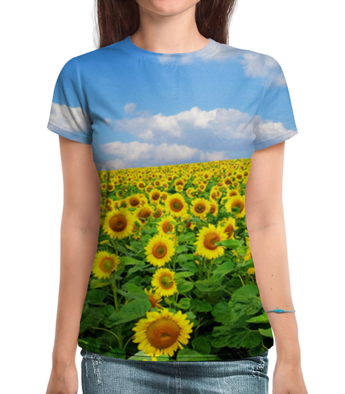 Заказать женскую футболку в Москве. Футболка с полной запечаткой (женская) sunflower t-shirt от rancid - готовые дизайны и нанесение принтов.