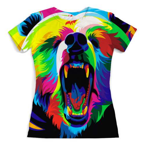 Заказать женскую футболку в Москве. Футболка с полной запечаткой (женская) Медведь  от THE_NISE  - готовые дизайны и нанесение принтов.