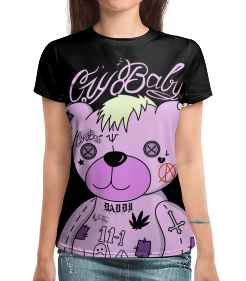Заказать женскую футболку в Москве. Футболка с полной запечаткой (женская) Lil Peep от geekbox - готовые дизайны и нанесение принтов.