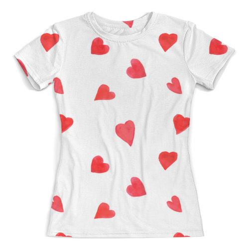 Заказать женскую футболку в Москве. Футболка с полной запечаткой (женская) Сердечки от FireFoxa - готовые дизайны и нанесение принтов.