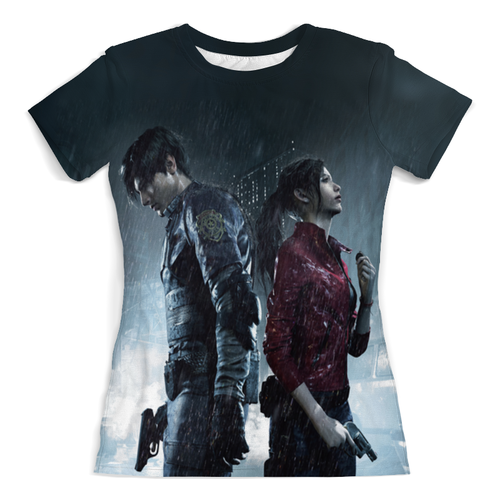 Заказать женскую футболку в Москве. Футболка с полной запечаткой (женская) Леон и Клер Resident Evil от Fix Print - готовые дизайны и нанесение принтов.