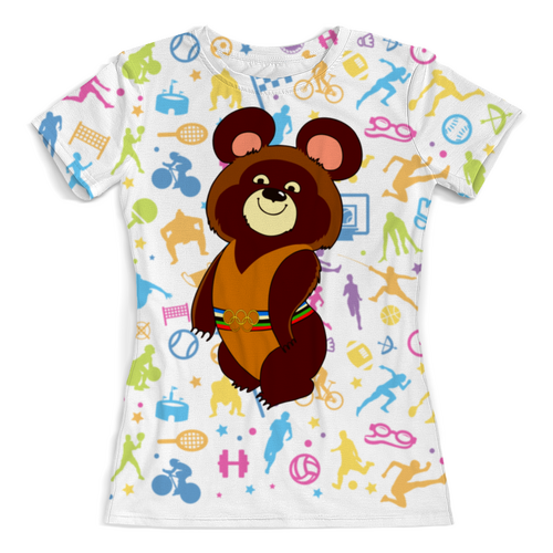 Заказать женскую футболку в Москве. Футболка с полной запечаткой (женская) ✪Olympic Bear Misha 1980✪ от balden - готовые дизайны и нанесение принтов.