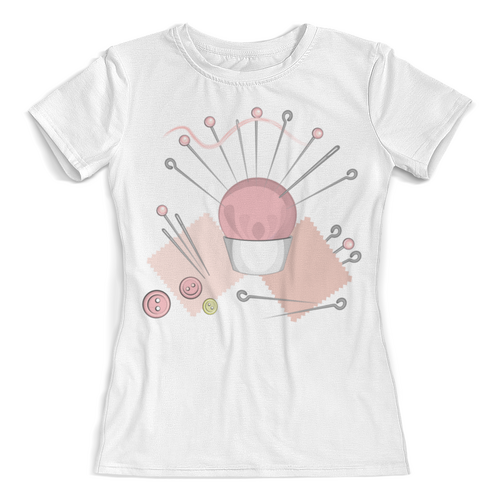 Заказать женскую футболку в Москве. Футболка с полной запечаткой (женская) Розовая игольница от p_i_r_a_n_y_a  - готовые дизайны и нанесение принтов.