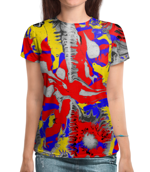 Заказать женскую футболку в Москве. Футболка с полной запечаткой (женская) Авторский стиль от mimiart  - готовые дизайны и нанесение принтов.