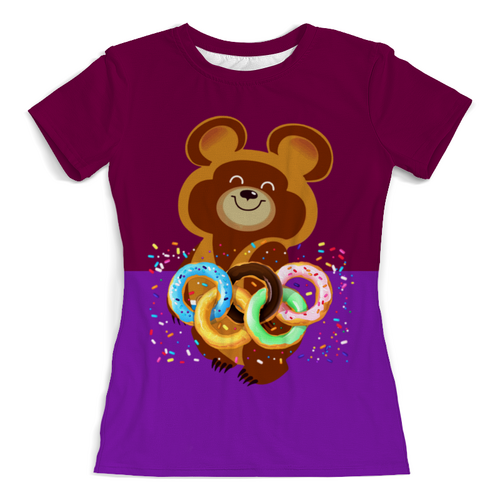 Заказать женскую футболку в Москве. Футболка с полной запечаткой (женская) Олимпийский мишка от T-shirt print  - готовые дизайны и нанесение принтов.