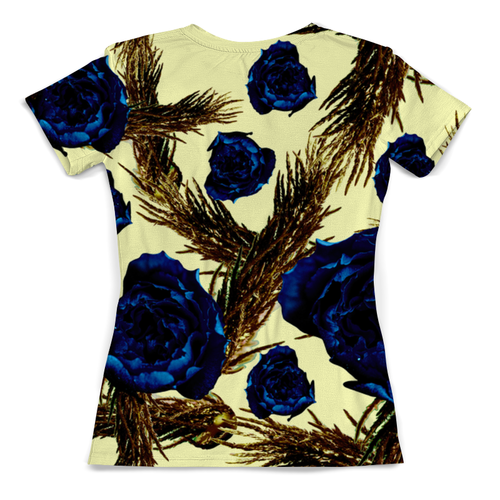 Заказать женскую футболку в Москве. Футболка с полной запечаткой (женская) синие розы от THE_NISE  - готовые дизайны и нанесение принтов.