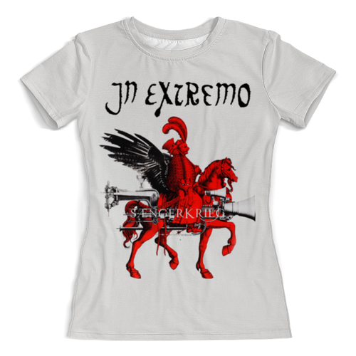 Заказать женскую футболку в Москве. Футболка с полной запечаткой (женская) In Extremo от geekbox - готовые дизайны и нанесение принтов.