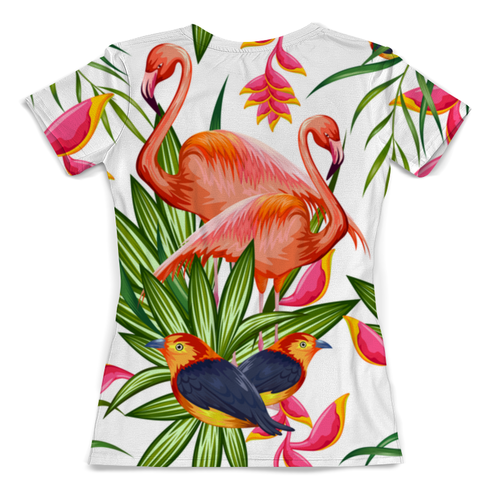 Заказать женскую футболку в Москве. Футболка с полной запечаткой (женская) Птицы и цветы от THE_NISE  - готовые дизайны и нанесение принтов.