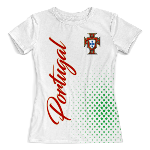 Заказать женскую футболку в Москве. Футболка с полной запечаткой (женская) Сборная Португалии от geekbox - готовые дизайны и нанесение принтов.