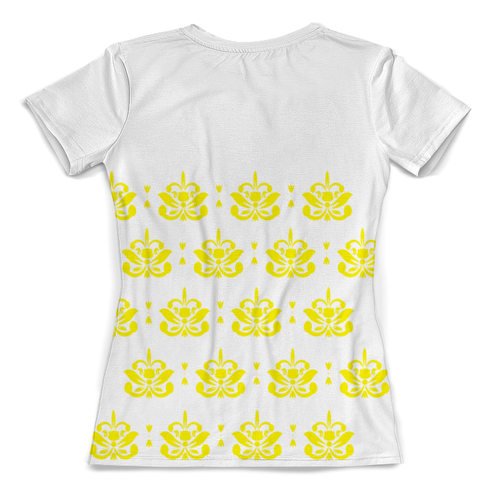 Заказать женскую футболку в Москве. Футболка с полной запечаткой (женская) желтый узор от nikol - готовые дизайны и нанесение принтов.