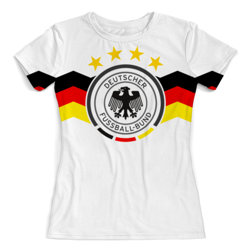 Заказать женскую футболку в Москве. Футболка с полной запечаткой (женская)  Сборная Германии от geekbox - готовые дизайны и нанесение принтов.