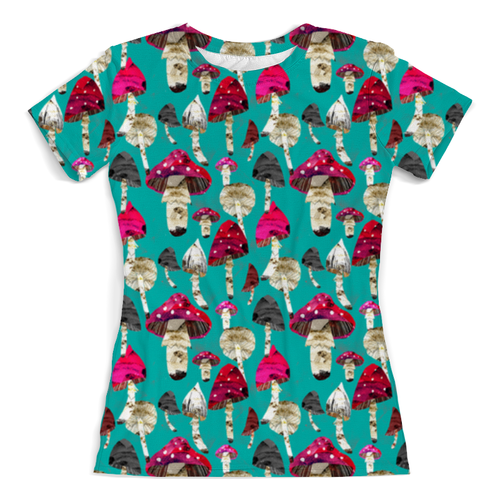 Заказать женскую футболку в Москве. Футболка с полной запечаткой (женская) грибы мухоморы от Kamilya Panina - готовые дизайны и нанесение принтов.