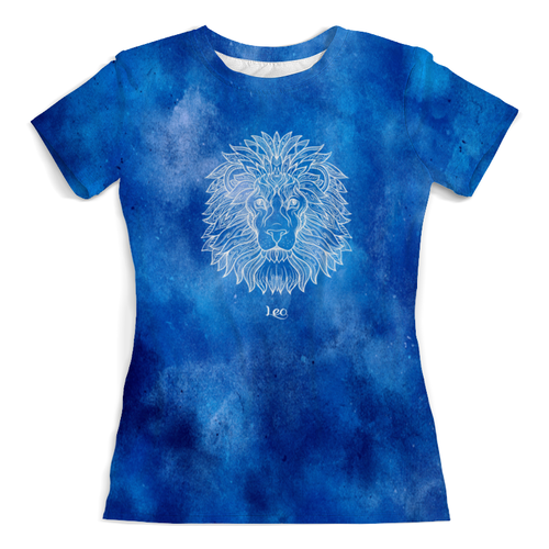 Заказать женскую футболку в Москве. Футболка с полной запечаткой (женская) Знак лев от THE_NISE  - готовые дизайны и нанесение принтов.