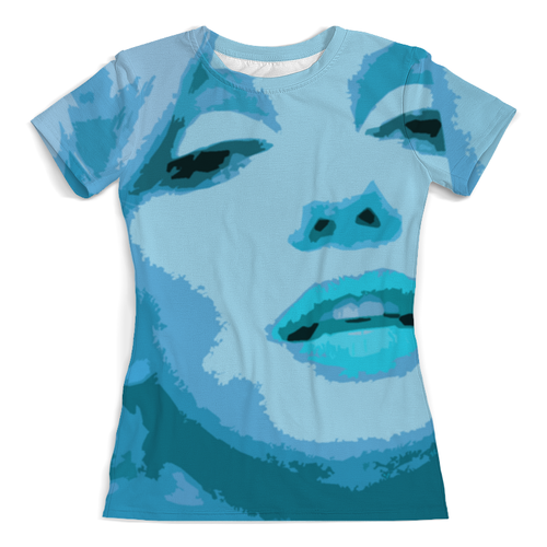 Заказать женскую футболку в Москве. Футболка с полной запечаткой (женская) Marilyn Monroe Blue от avagardner - готовые дизайны и нанесение принтов.